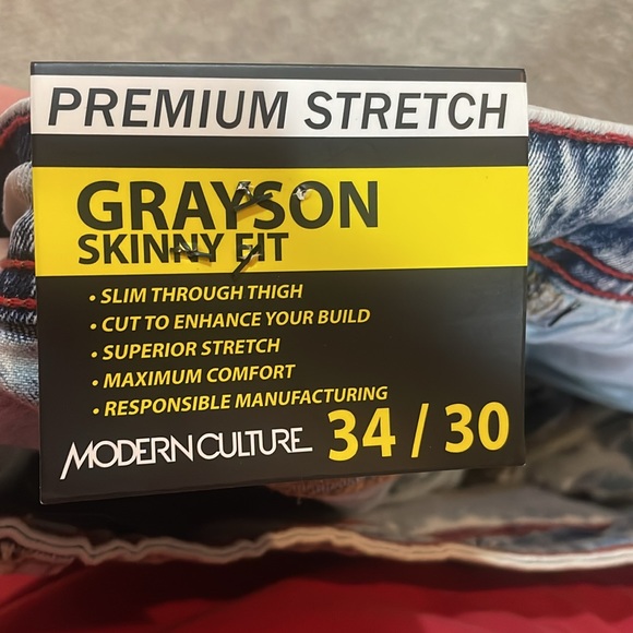 Modern Culture Skull Patch Skinny Fit Jeans Men’s Size 34x30 - Picture 5 of 6